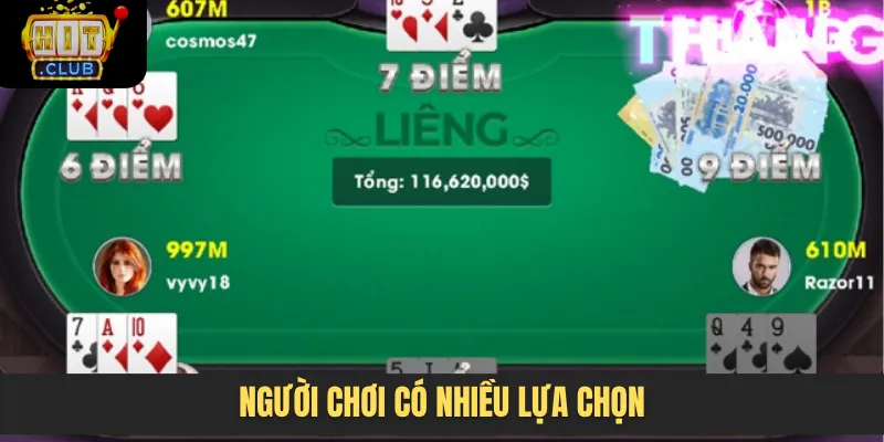 Người chơi có nhiều lựa chọn